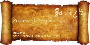 Zsinka Örzse névjegykártya